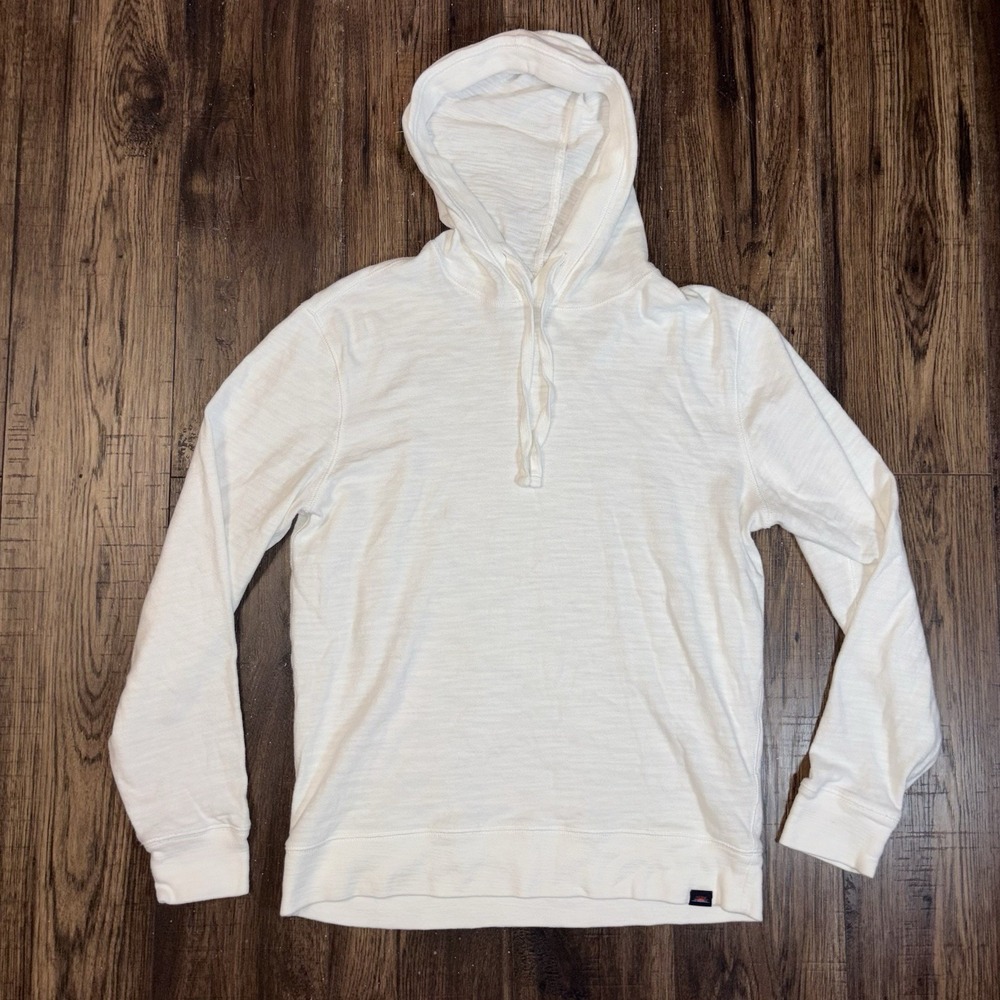Faherty Organic Cotton White Pullover Long Sleeve Hoodie Men's Size Small